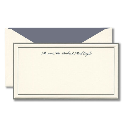 Gray Multi Bordered Monarch Flat Correspondence Cards
